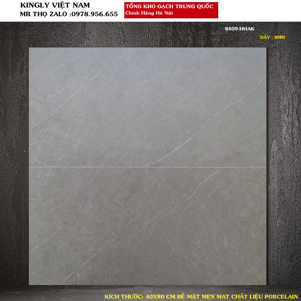 Gạch ốp tường vân xi măng Trung Quốc 40x80 8409 Loại 1